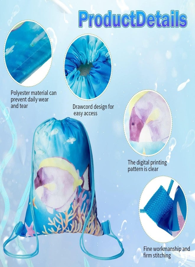 Clabby 12 Pcs Under the Sea Party Favors Bags Drawstring Ocean Theme Backpack Under the Sea Party Favors Supplies Fish Goodie Gift Bags Birthday Decorations - Image 3